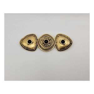 Vintage Lazuli Etruscan Style Goldtone Onyx Bar Brooch